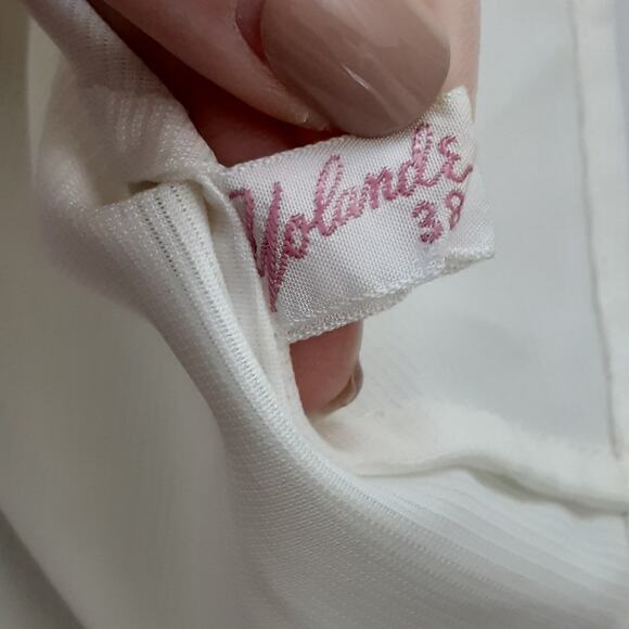 Vintage 1940s Pearl Button Front Volup Blouse Cream Short Sleeve Dacron Fabric - Picture 9 of 13